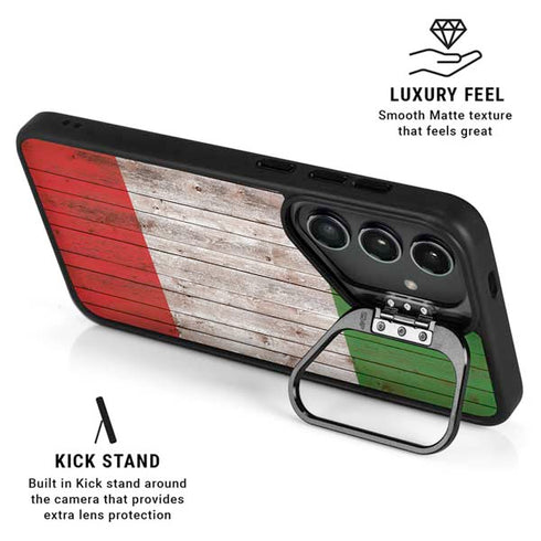 Italian Flag Dark Wood Galaxy S25 Ultra Kickstand Case